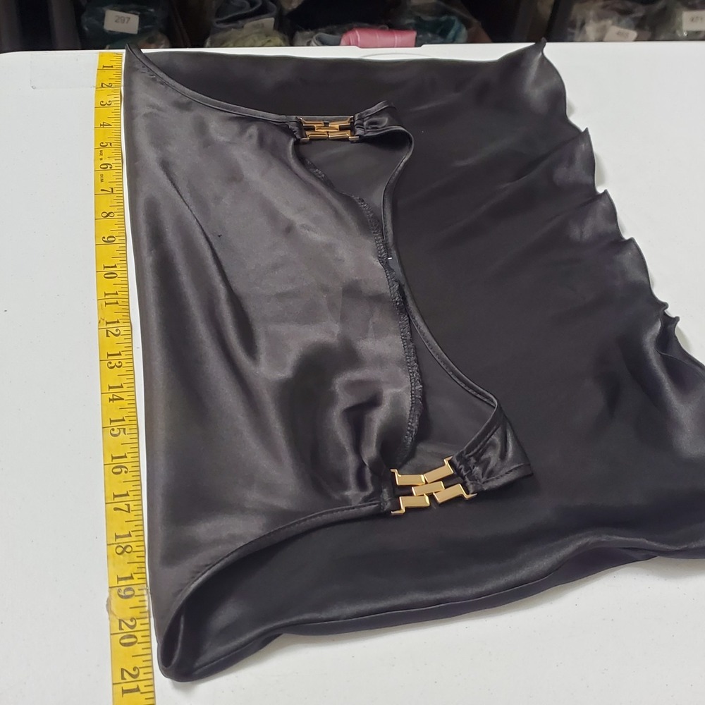 Nicole Miller Y2K Satin Cowl Neck Top Size M Gold Bling Date Night Bratz Long - Picture 7 of 10